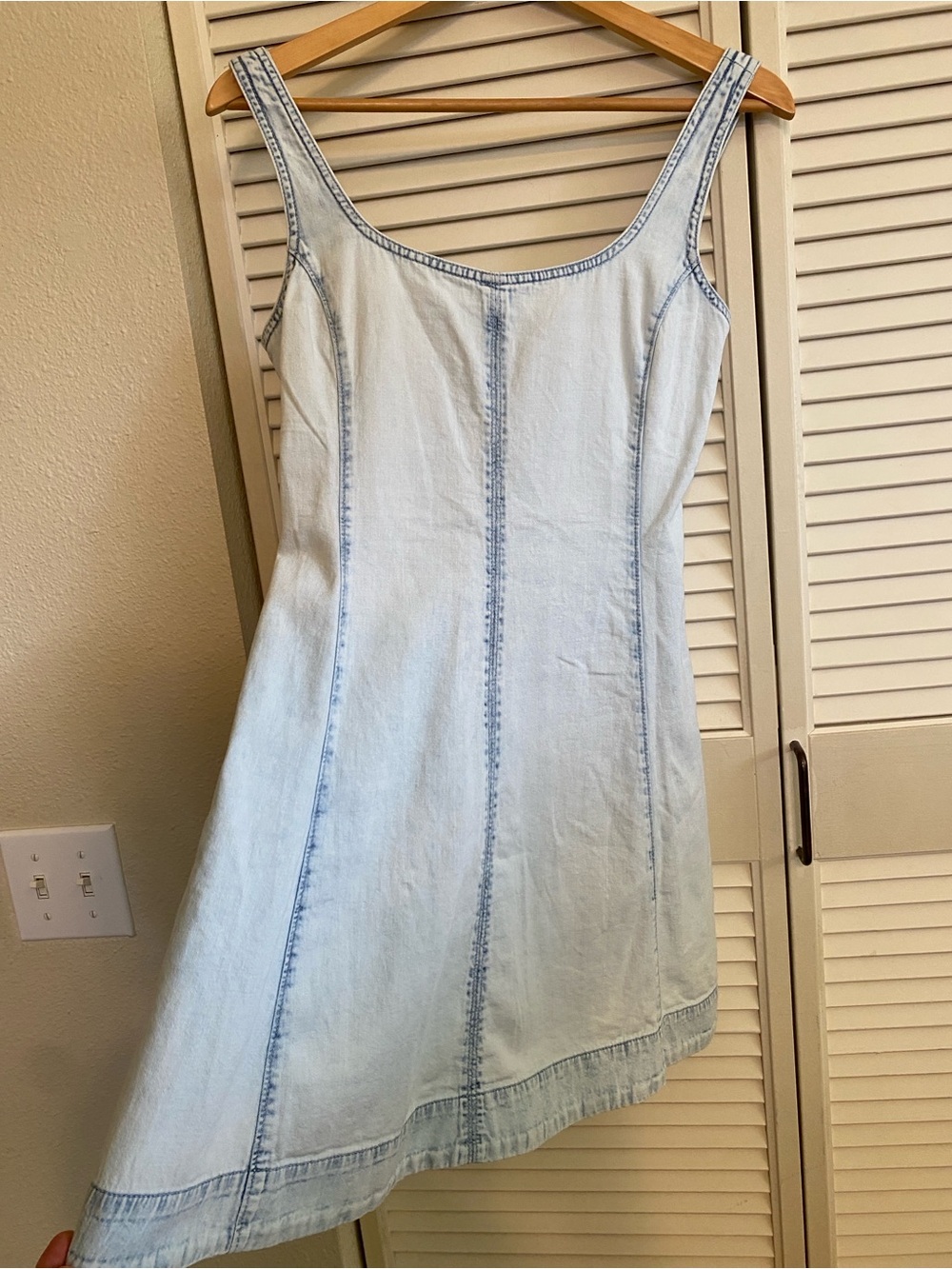 GAP Light Blue Denim A-Line Sundress with Smocked Bodice